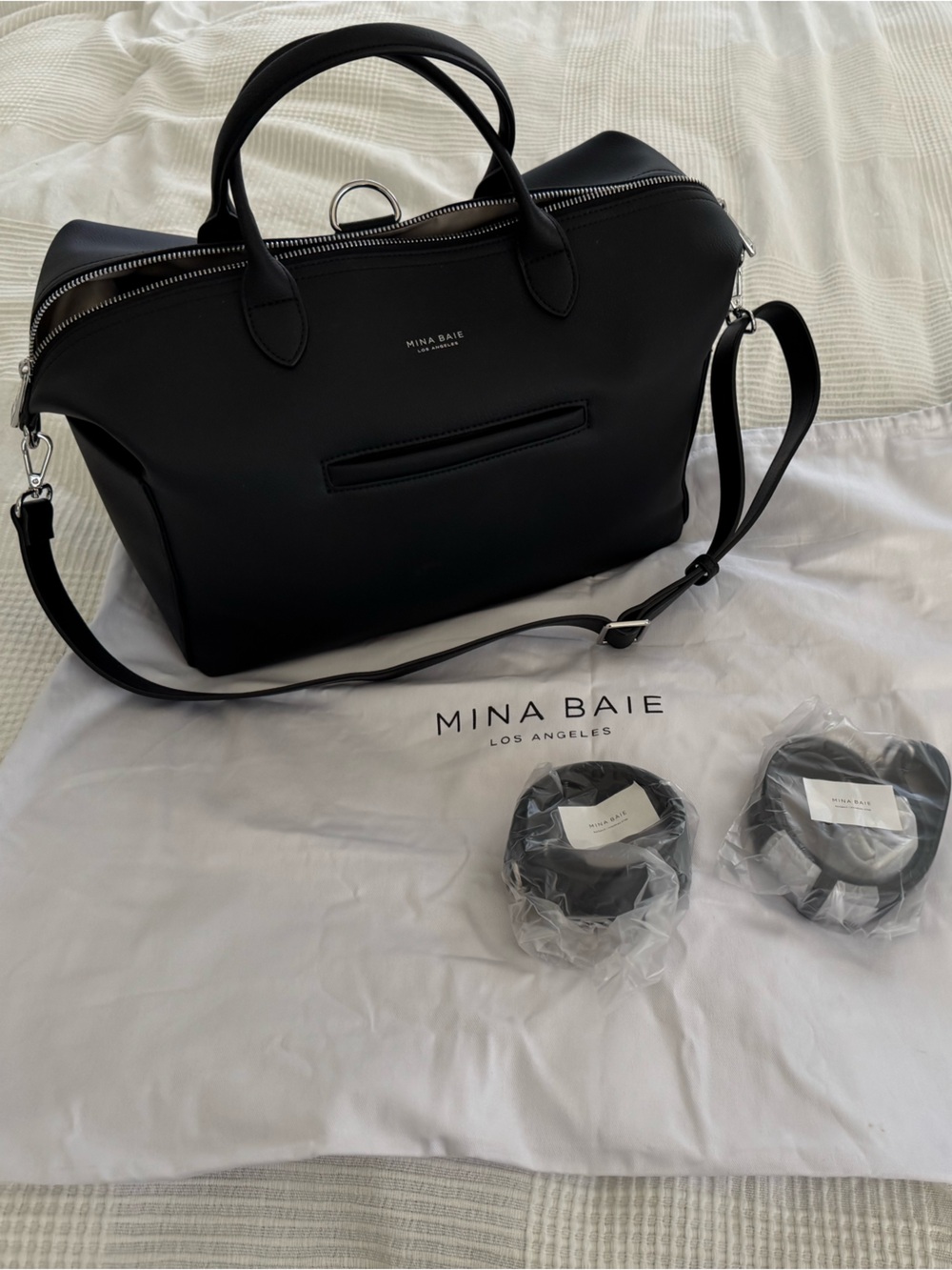 Mina Baie Emmy Midi Diaper Bag - Black/Silver - Picture 3 of 6